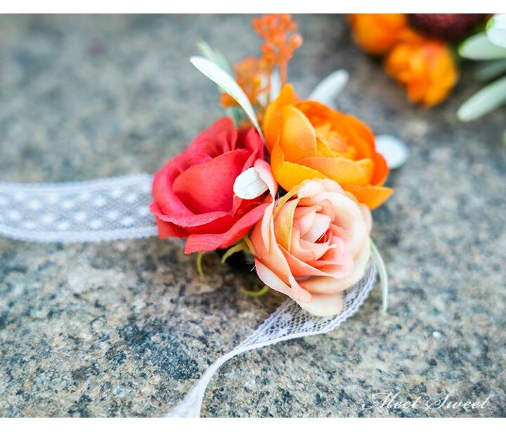 楽天市場】3点セット 花冠＋ブートニア＋リストブーケ 花冠  