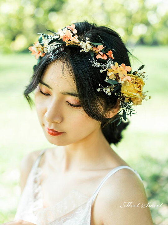 楽天市場】ウェディング 花かんむり 花冠 結婚式 花嫁 イヤリング 