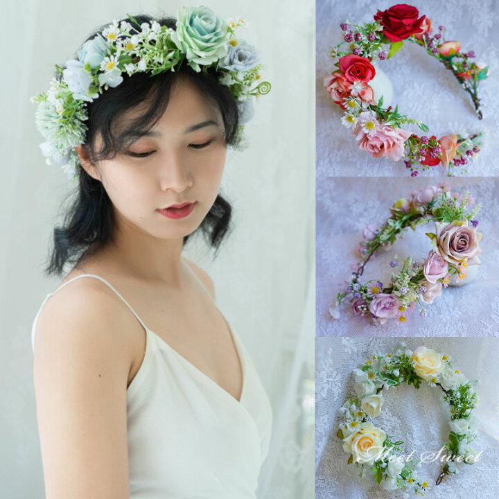 楽天市場】5色 ウェディング 花冠 挙式 卒業式 ヘッドドレス 花かん 