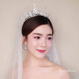 ヘッドドレス ヘアアクセサリー ティアラ ウェディング アクセサリー 髪飾り パール 結婚式 二次会 挙式 花嫁 ステージ衣装 カチューシャ クラウン 王冠 姫系