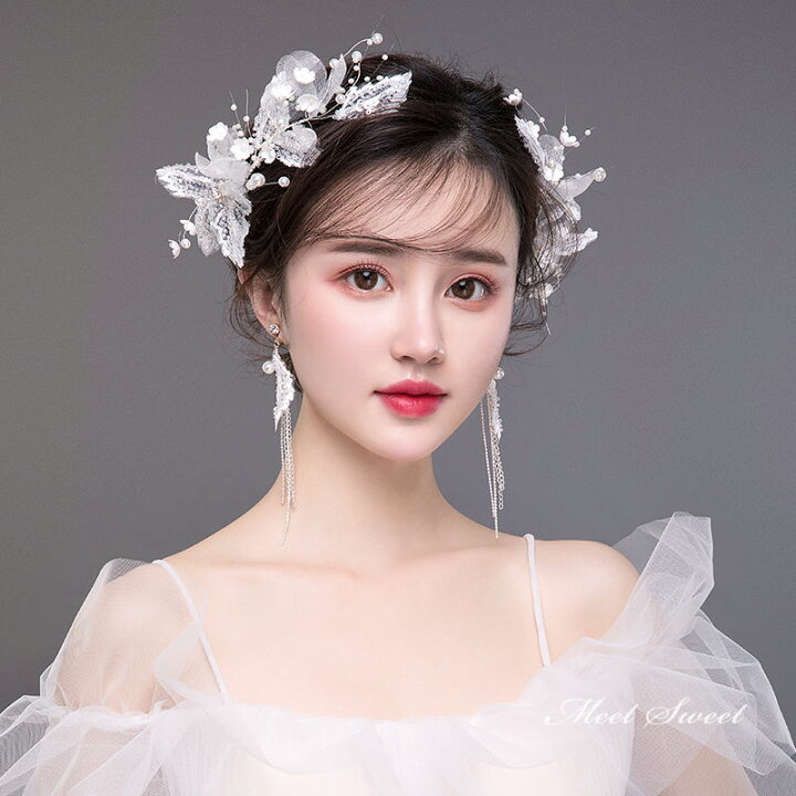 楽天市場】フラワー ヘアコサージュ ヘッドドレス＋イヤリング 