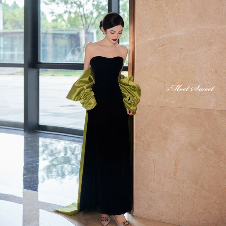 楽天市場】カラードレス スレンダーライン ブラック ベアトップ 大きい  