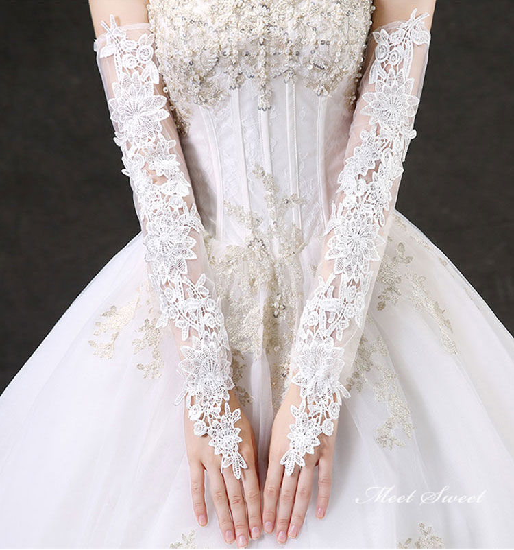今季一番 結婚式 ホワイト ウエディンググローブ ロンググローブ ブライダル グローブ ウエディングドレス用手袋 ウエディングアクセサリー  フィンガーレス