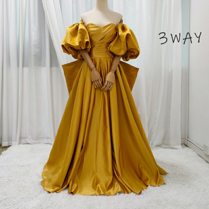 楽天市場】カラードレス 3way 付け袖 つけトレーン ロングドレス  