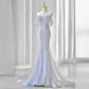 ＼P2倍×1000円クーポン配布中☆楽天スーパーSALE限定／カラードレス ロングドレス ブルーグレー マーメイドドレス オ…