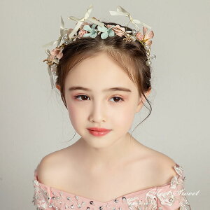 【マラソンP2倍×最大2000円クーポン 10/27 9:59まで】花冠 花かんむり ヘアアクセサリー ピアノ発表会 ヘッドドレス 髪飾り 女の子 キッズ カチューシャ ヘアバンド パール 花 リボン ティアラ