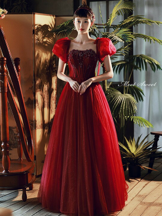 楽天市場】カラードレス 2way 付け袖 ウェディングドレス パフスリーブ  