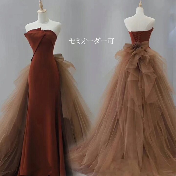 楽天市場】【一部即納】カラードレス ウェディングドレス ブラウン  