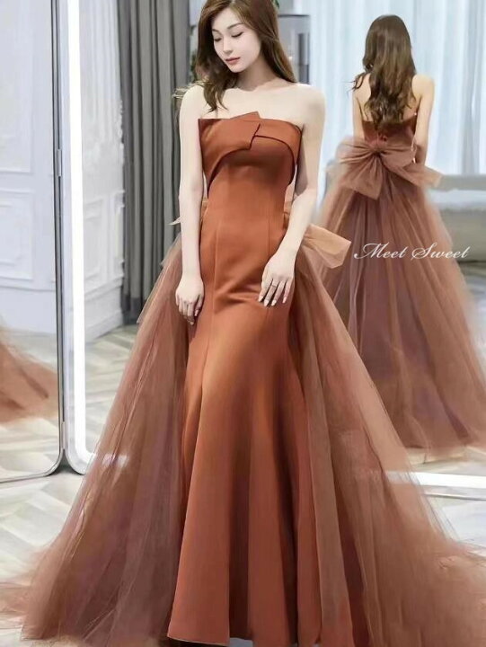 楽天市場】【一部即納】カラードレス ウェディングドレス ブラウン  