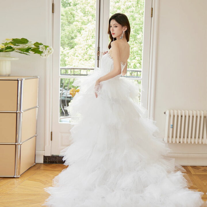 楽天市場】ウェディングドレス ウエディングドレス 前短後長ドレス  