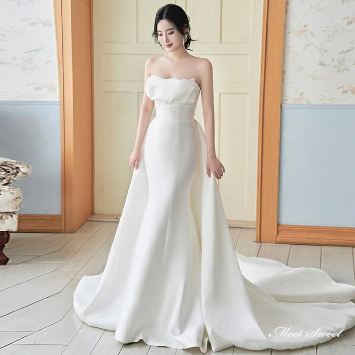 ウエディングドレス マーメイドライン 大きいサイズ 二次会 花嫁 結婚  