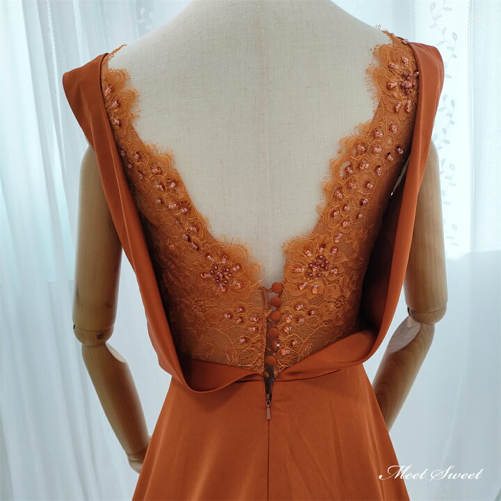 楽天市場】カラードレス ファスナー テラコッタ オレンジ 前撮り  