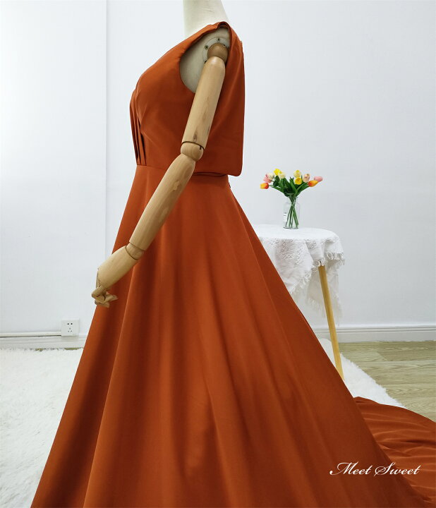 楽天市場】カラードレス ファスナー テラコッタ オレンジ 前撮り  