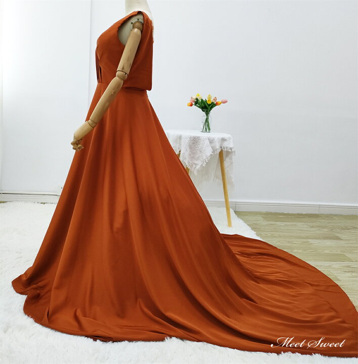 楽天市場】カラードレス ファスナー テラコッタ オレンジ 前撮り  
