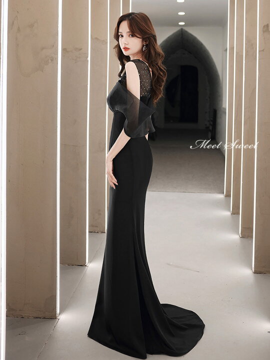 楽天市場】カラードレス マーメイドドレス ブラック 黒 ウェディング  