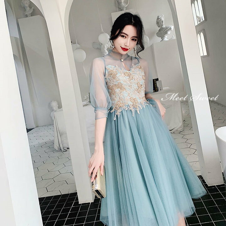 楽天市場】カラードレス 編み上げ パーティードレス フォーマルドレス  