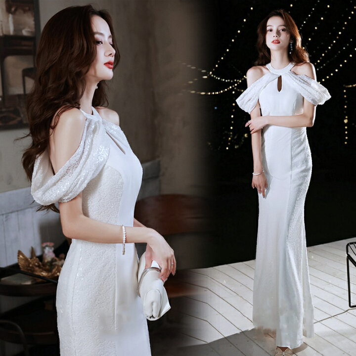 楽天市場】カラードレス ファスナー パーティードレス フォーマル 白  