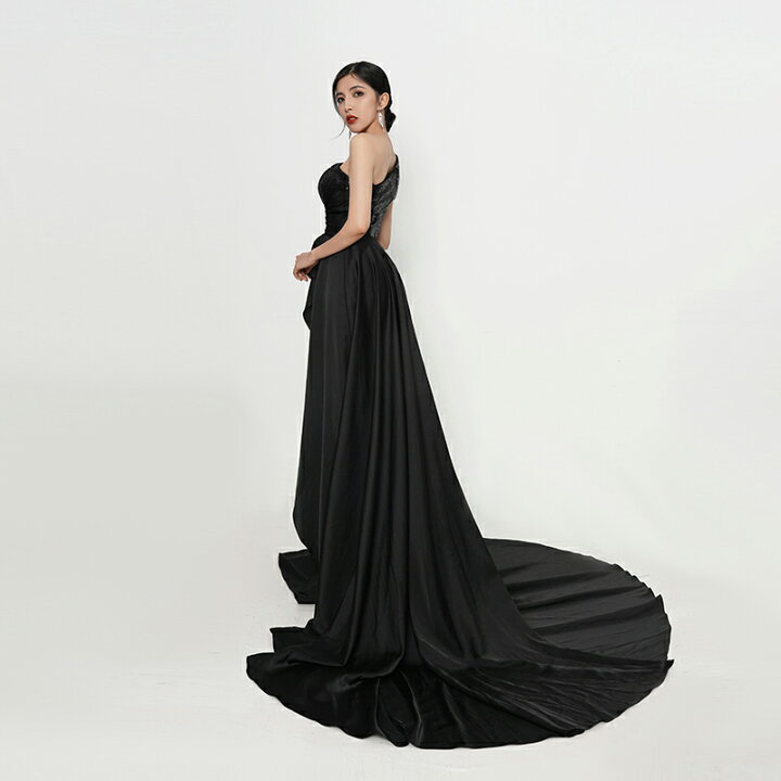 楽天市場】カラードレス レッド ブラック ファスナー パーティードレス  