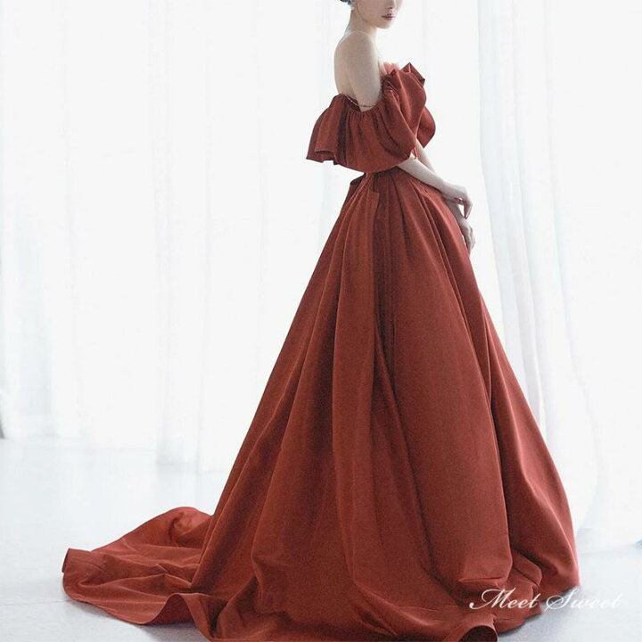 楽天市場】カラードレス テラコッタ ロングドレス 結婚式 二次会 発表  