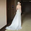 ウェディングドレス ウエディングドレス 二次会 結婚式 前撮り ブライダル ロングドレス 花嫁 スレンダードレス リボン パールキャミソール サテン バックレス 海外挙式 フォトウェディング オフホワイト wedding dress マーメイドドレス 小さいサイズ 大きいサイズ