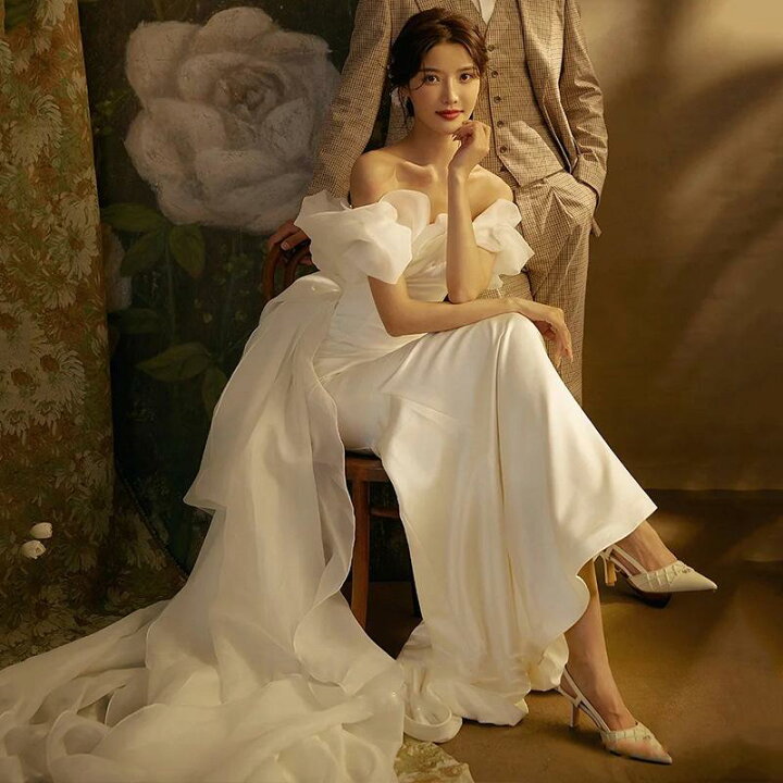 楽天市場】ウェディングドレス ウエディングドレス フリル 二次会 結婚  