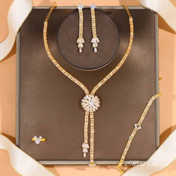 楽天市場】ウェディングネックレス ブレスレット リング ピアス 4点 