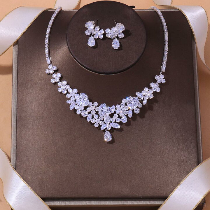 楽天市場】ウェディングネックレス ピアス セット 結婚式アクセサリー 