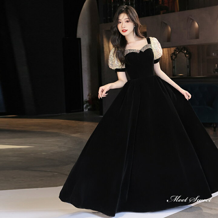 楽天市場】カラードレス ロングドレス パーティードレス ブラック  