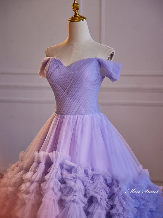 楽天市場】カラードレス プリンセスドレス パープル チュール  