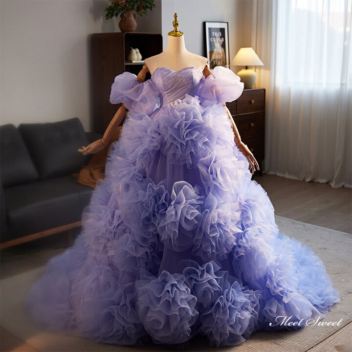 楽天市場】カラードレス ロングドレス プリンセスドレス パープル  