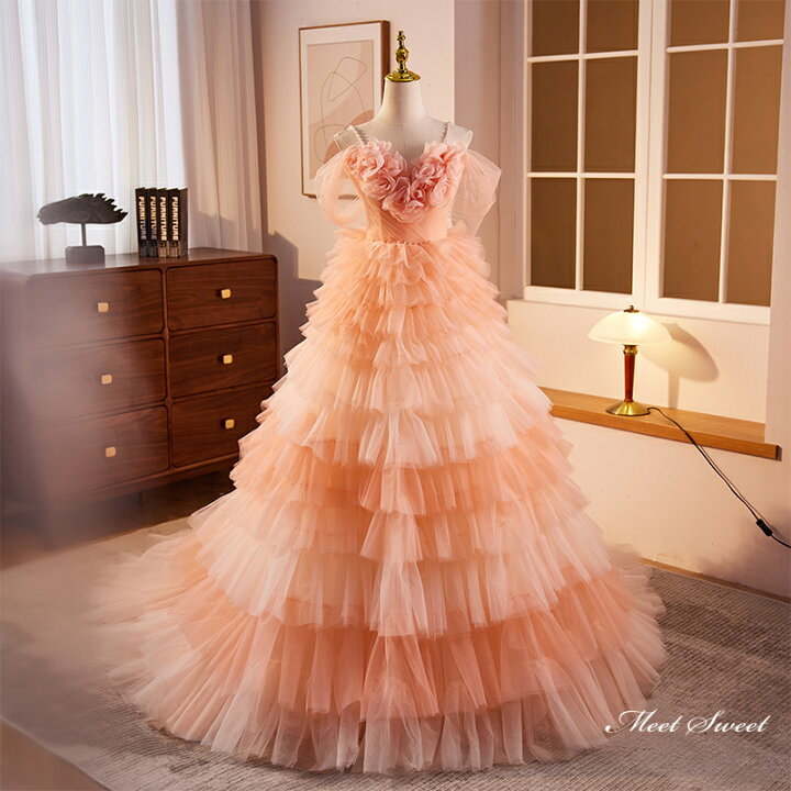 楽天市場】カラードレス プリンセスドレス オレンジ チュール  