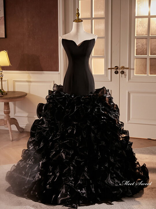 楽天市場】カラードレス パーティードレス マーメイドドレス 黒  