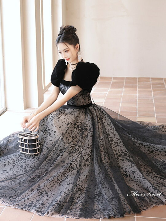 楽天市場】カラードレス ロングドレス パーティードレス ブラック  