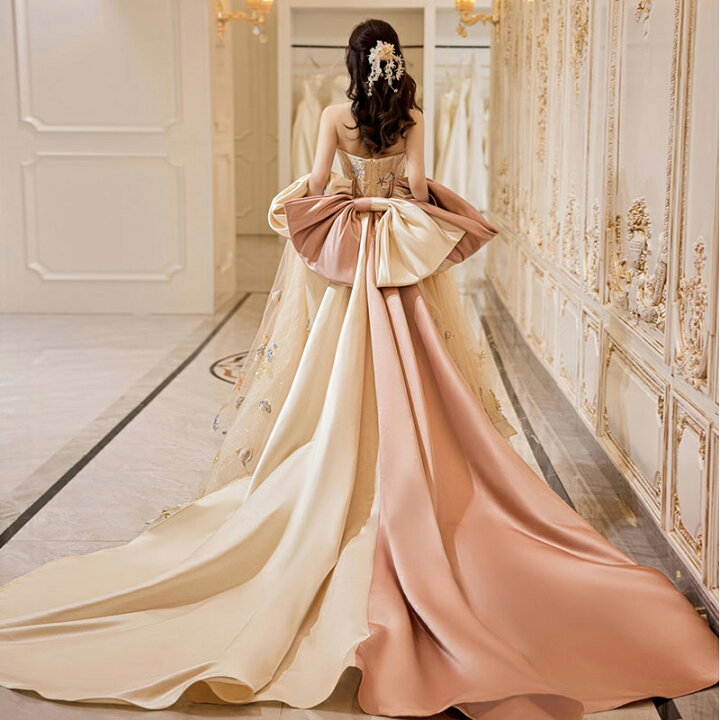 楽天市場】カラードレス ロングドレス パーティードレス シャンパン  