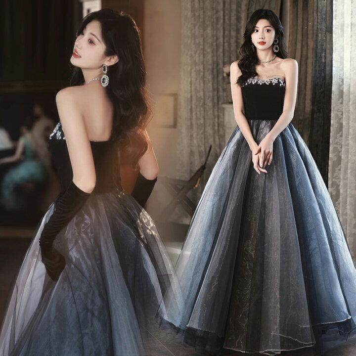 楽天市場】カラードレス ロングドレス Aラインドレス ビスチェ グレー  