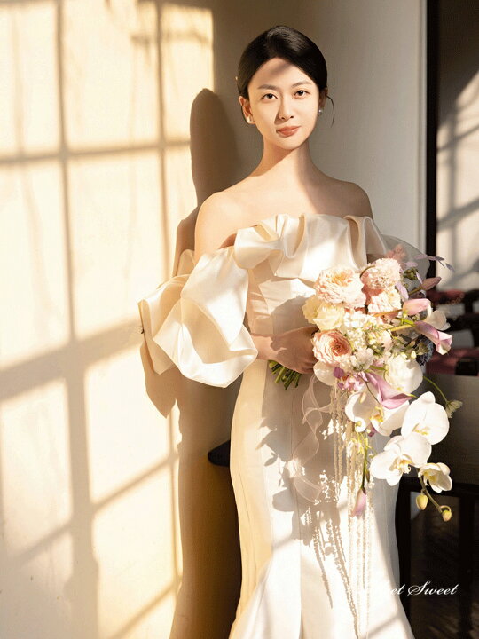 楽天市場】ウェディングドレス ロングドレス 二次会 結婚式 前撮り 