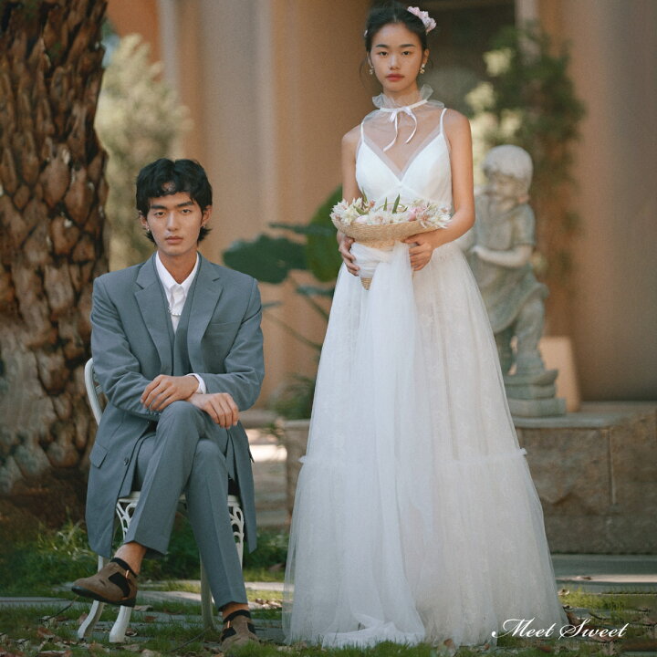 楽天市場】ウェディングドレス ロングドレス チュール Aラインドレス  