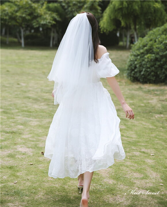 楽天市場】ウェディングドレス ミモレドレス オフショルダー チュール  