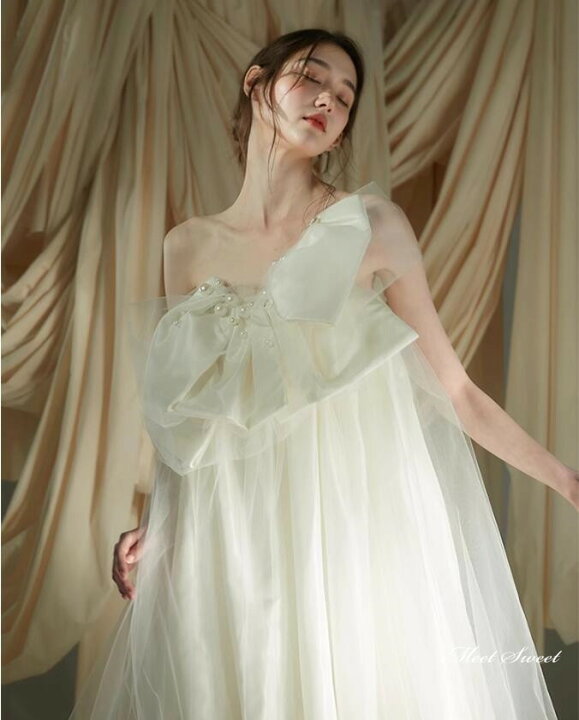 楽天市場】ウェディングドレス ロングドレス スレンダーライン ベア  