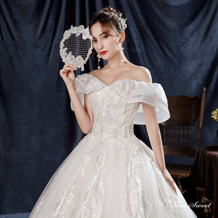 楽天市場】ウェディングドレス ロングドレス プリンセスラインドレス  