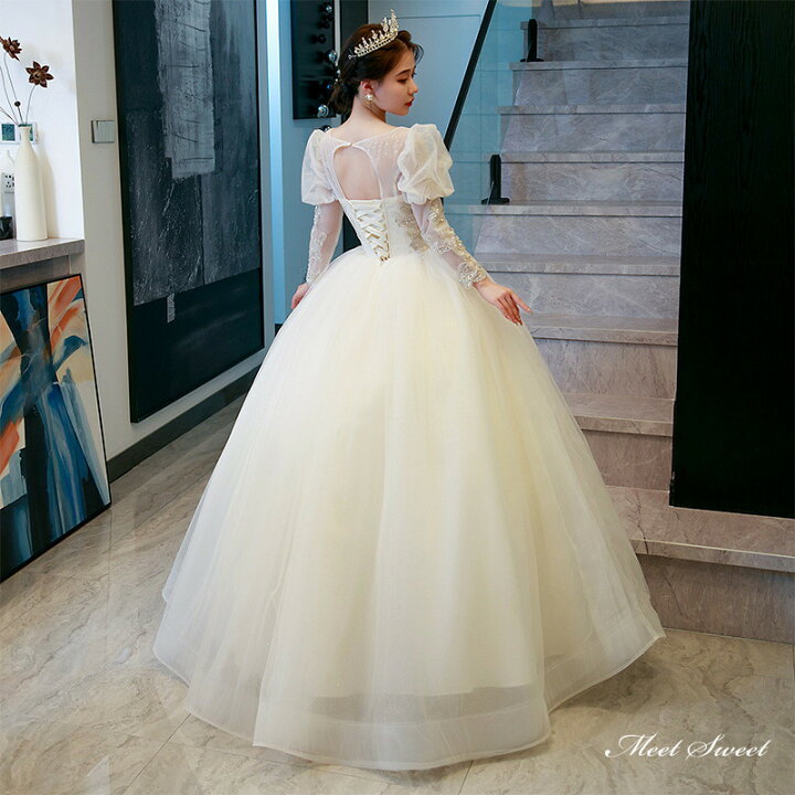楽天市場】ウェディングドレス ロングドレス プリンセスラインドレス 