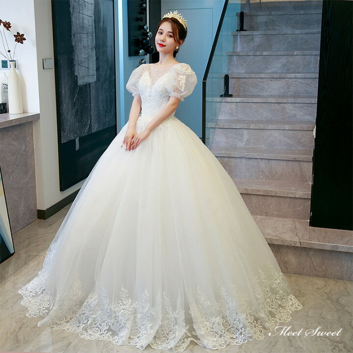 楽天市場】ウェディングドレス ロングドレス プリンセスラインドレス  