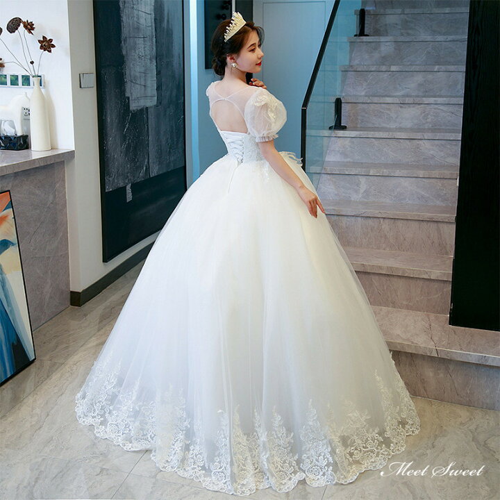 楽天市場】ウェディングドレス ロングドレス プリンセスラインドレス 