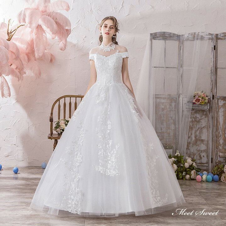 楽天市場】ウェディングドレス ロングドレス プリンセスラインドレス  