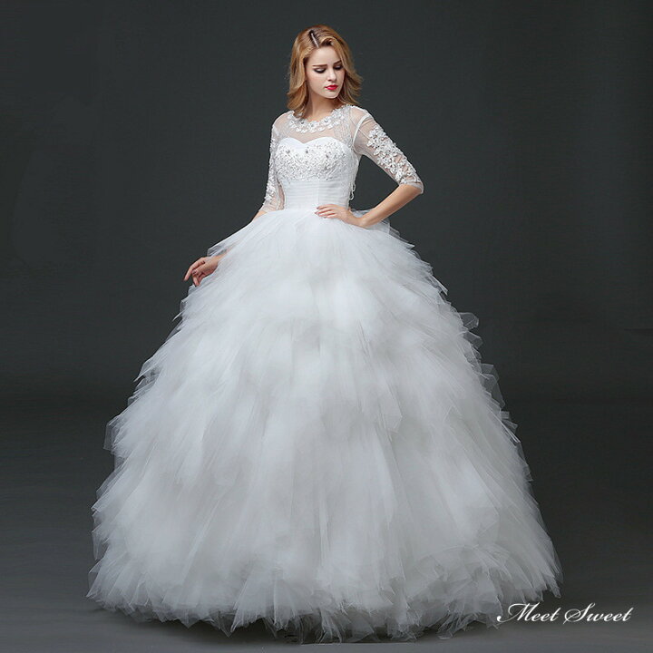 楽天市場】ウェディングドレス ロングドレス プリンセスラインドレス 7  