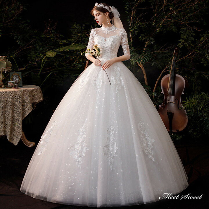 楽天市場】ウェディングドレス ロングドレス プリンセスラインドレス 5  