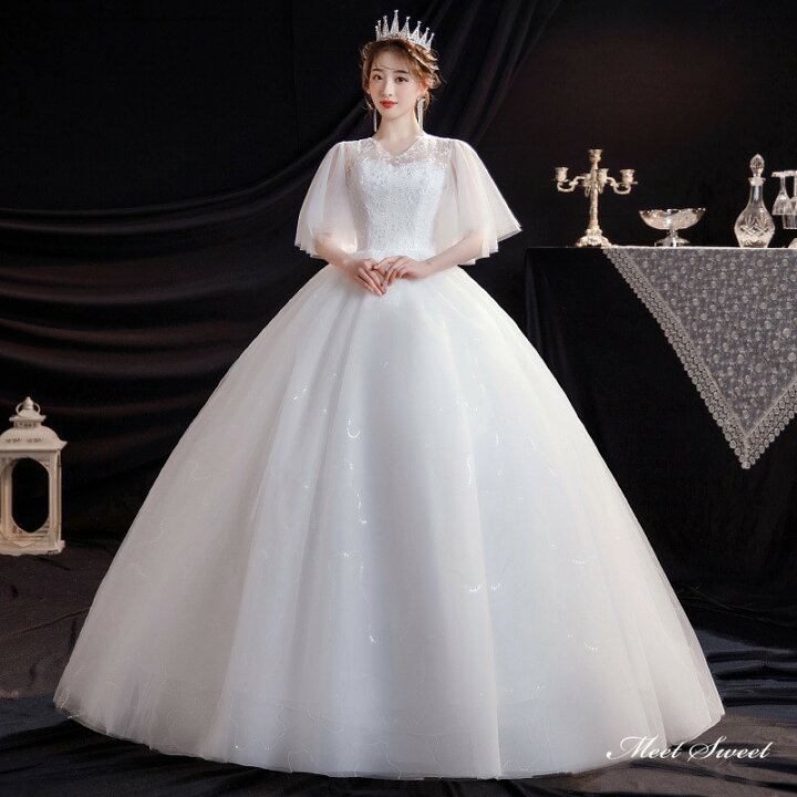 楽天市場】ウェディングドレス ロングドレス プリンセスラインドレス  