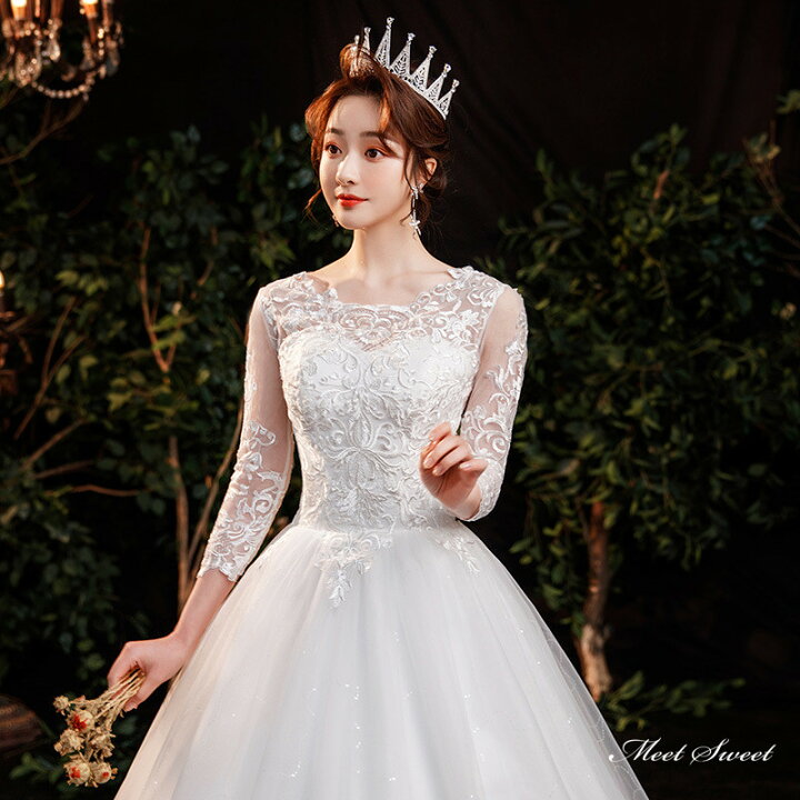 楽天市場】ウェディングドレス ロングドレス プリンセスラインドレス A 