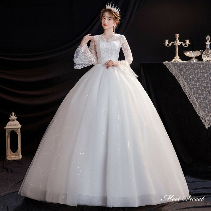 ウェディングドレス 安い 花嫁 治まる プリンセスラインドレス 白 結婚  