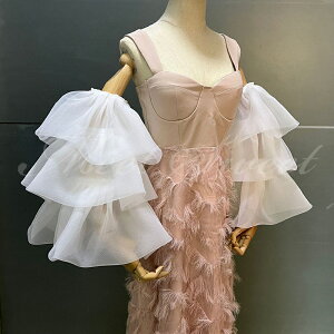 ドレスアレンジ 取り外し袖 付け袖 アームドレス アームカバー アームアクセサリー オーガンジー フリル ウェディングドレスアレンジ ウエディングドレスアレンジ 花嫁 結婚式 ブライダル